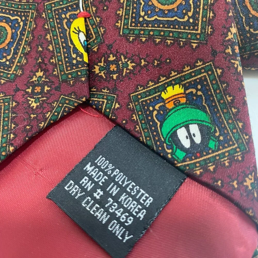 Vintage Looney Tunes Mania Nostalgia Martian Stamp Necktie Tie Mens 57